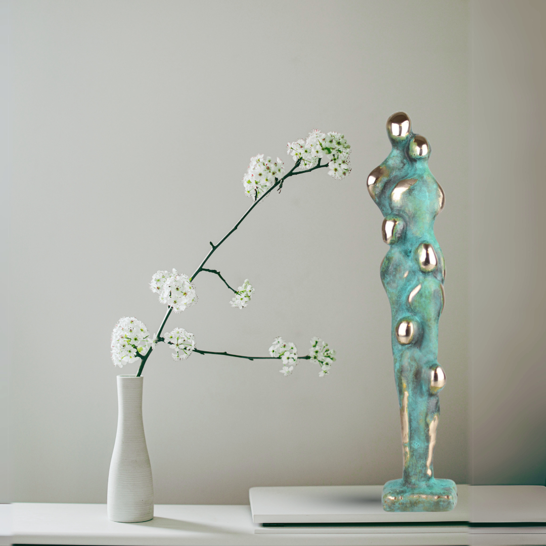 Par med 4 børn i Bronze 19 cm