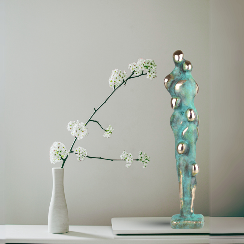 Par med 4 børn i Bronze 19 cm