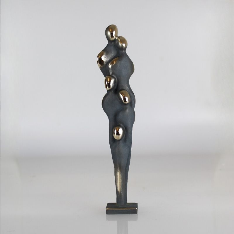 Bronzeskulptur Familie – Par med 3 børn - 19 cm