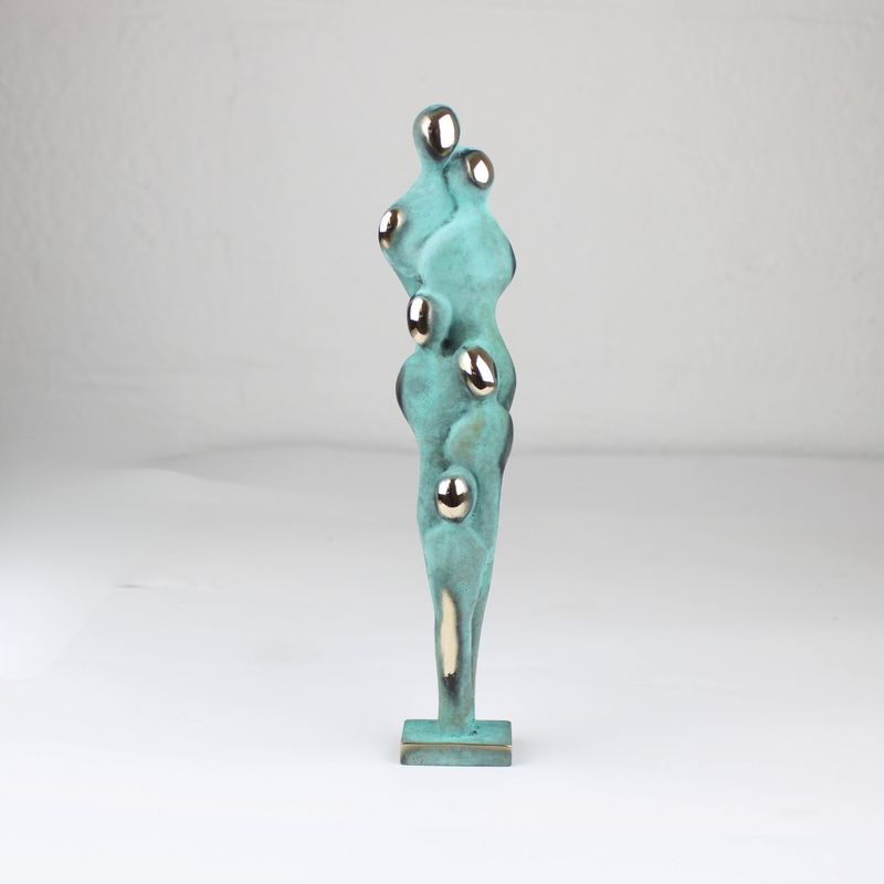 Bronzeskulptur Familie – Par med 3 børn - 19 cm