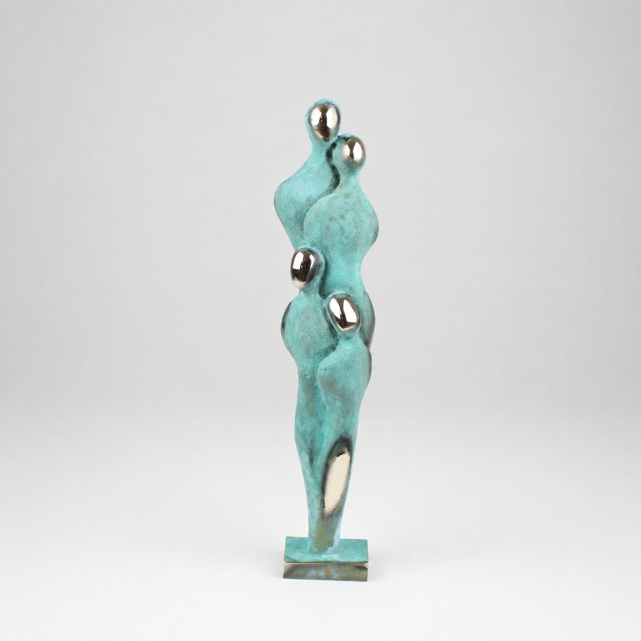 Bronzeskulptur Familie – Par med 2 børn -  18 cm