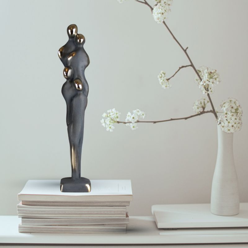 Bronzeskulptur Familie – Par med 2 børn -  23 cm