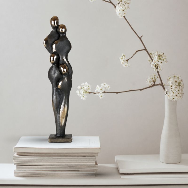 Bronzeskulptur Familie – Par med 2 børn -  23 cm