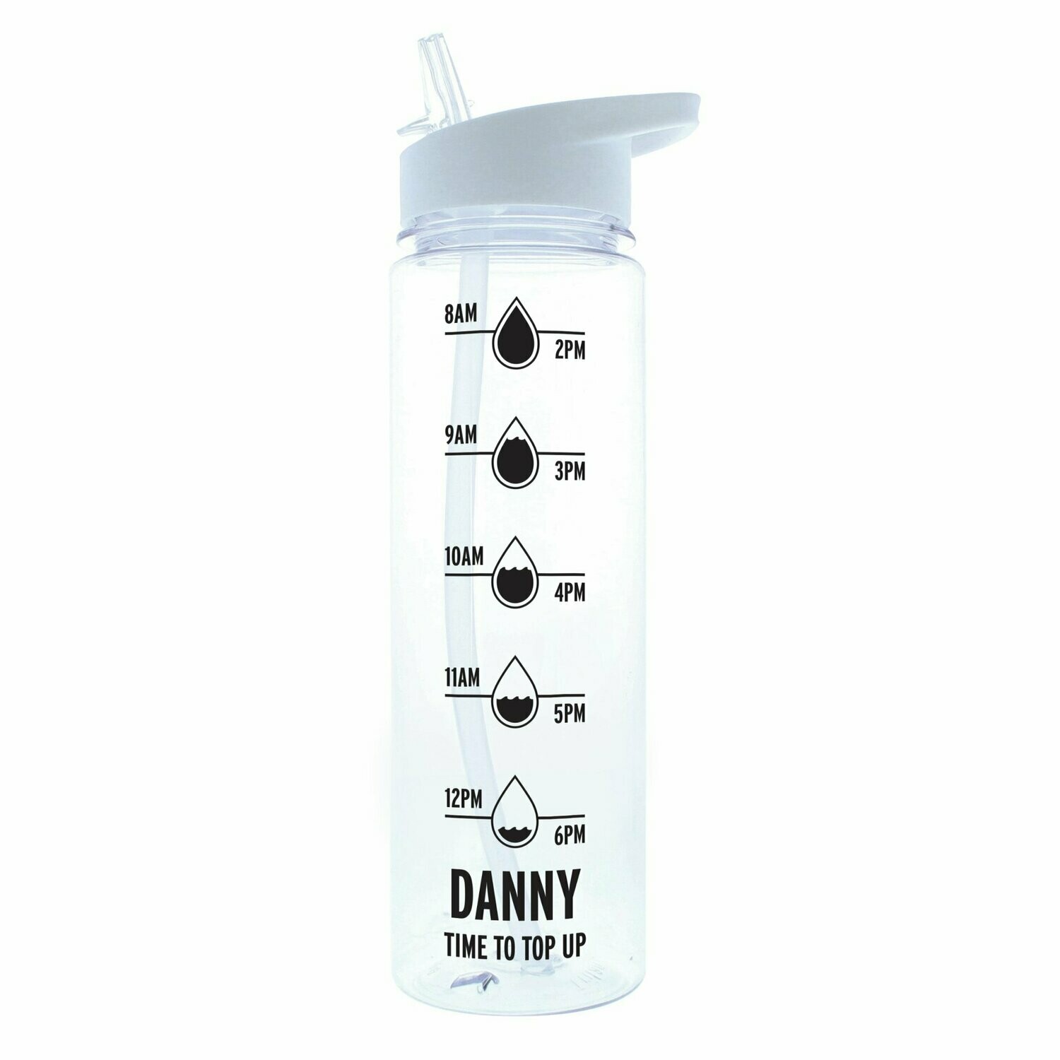 Personalised Black 'Hydration Tracker' Island Water Bottle