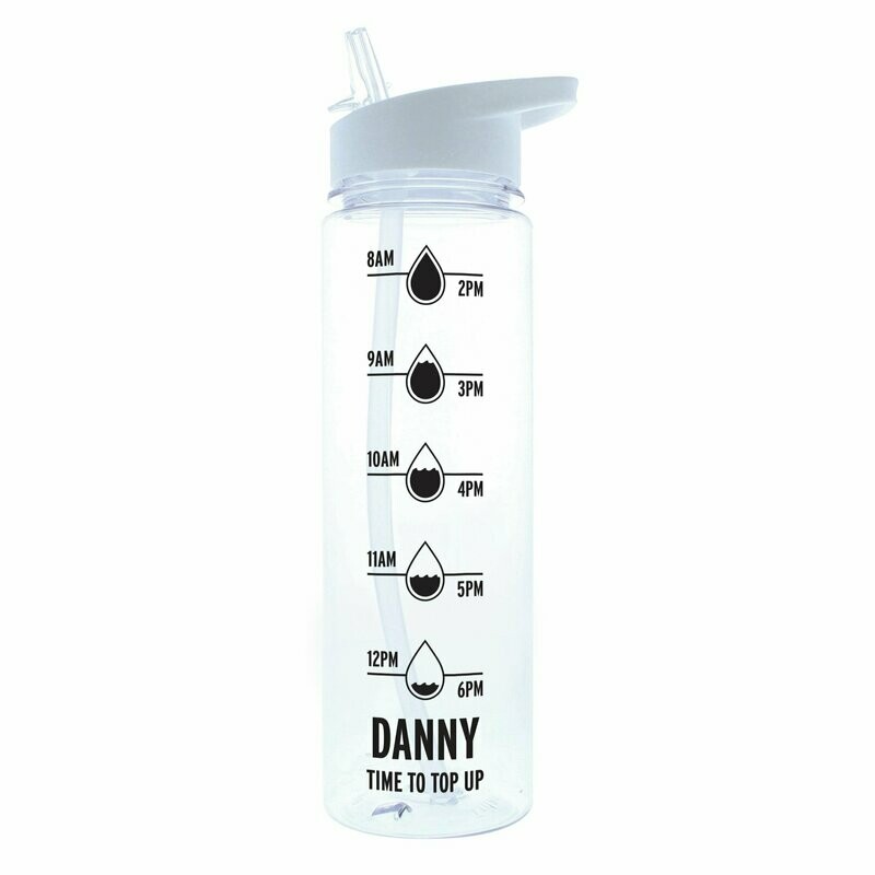 Personalised Black 'Hydration Tracker' Island Water Bottle