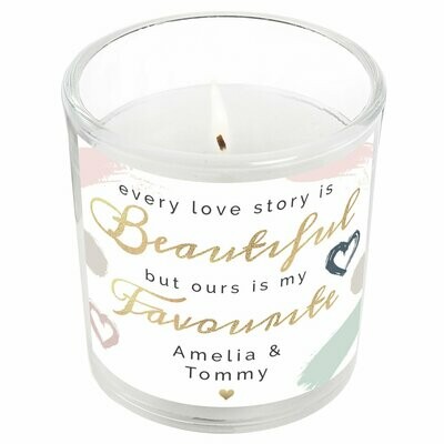 Personalised Every Love Story Is Beautiful Scented Jar Candle