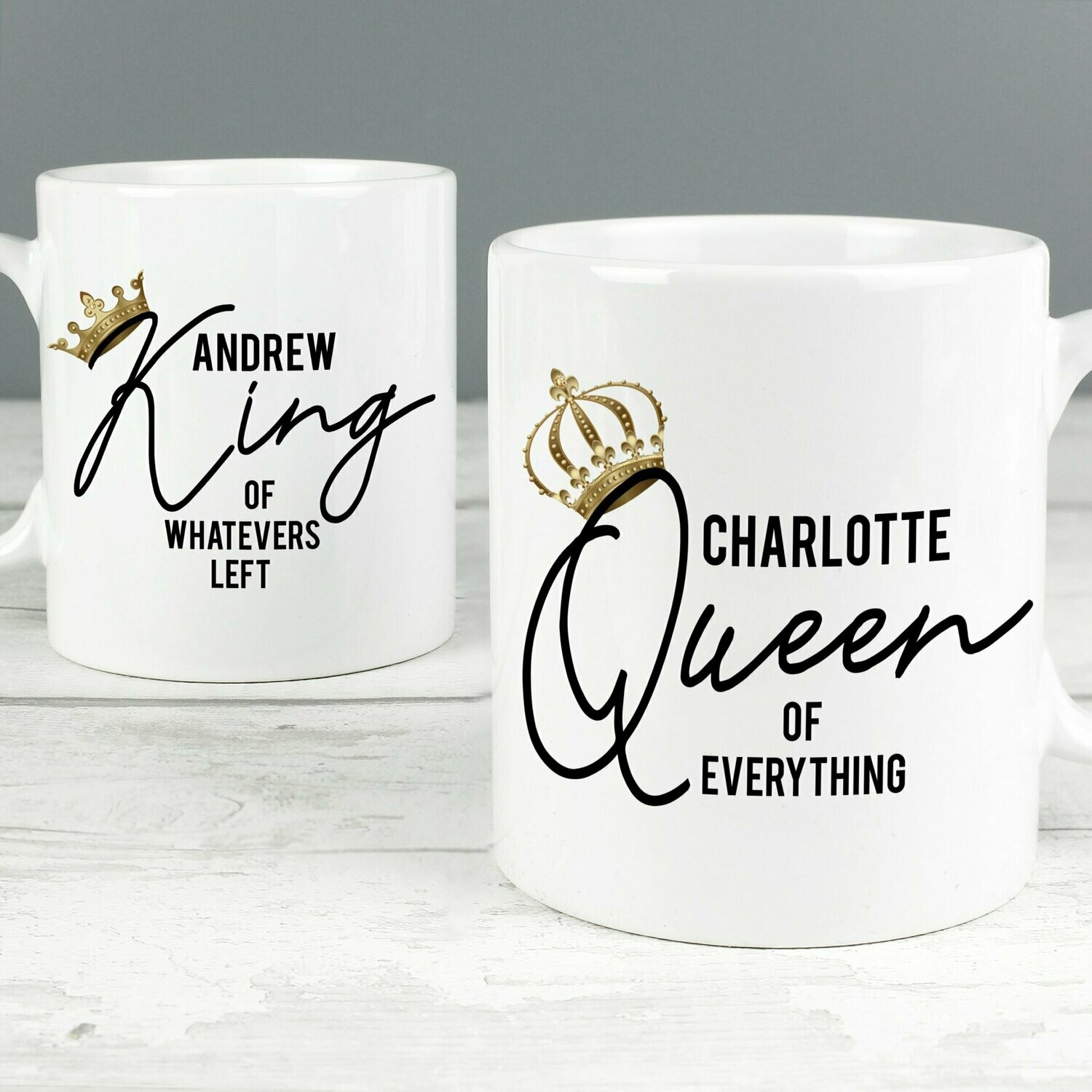 Personalised King and Queen of Everything Mug Set