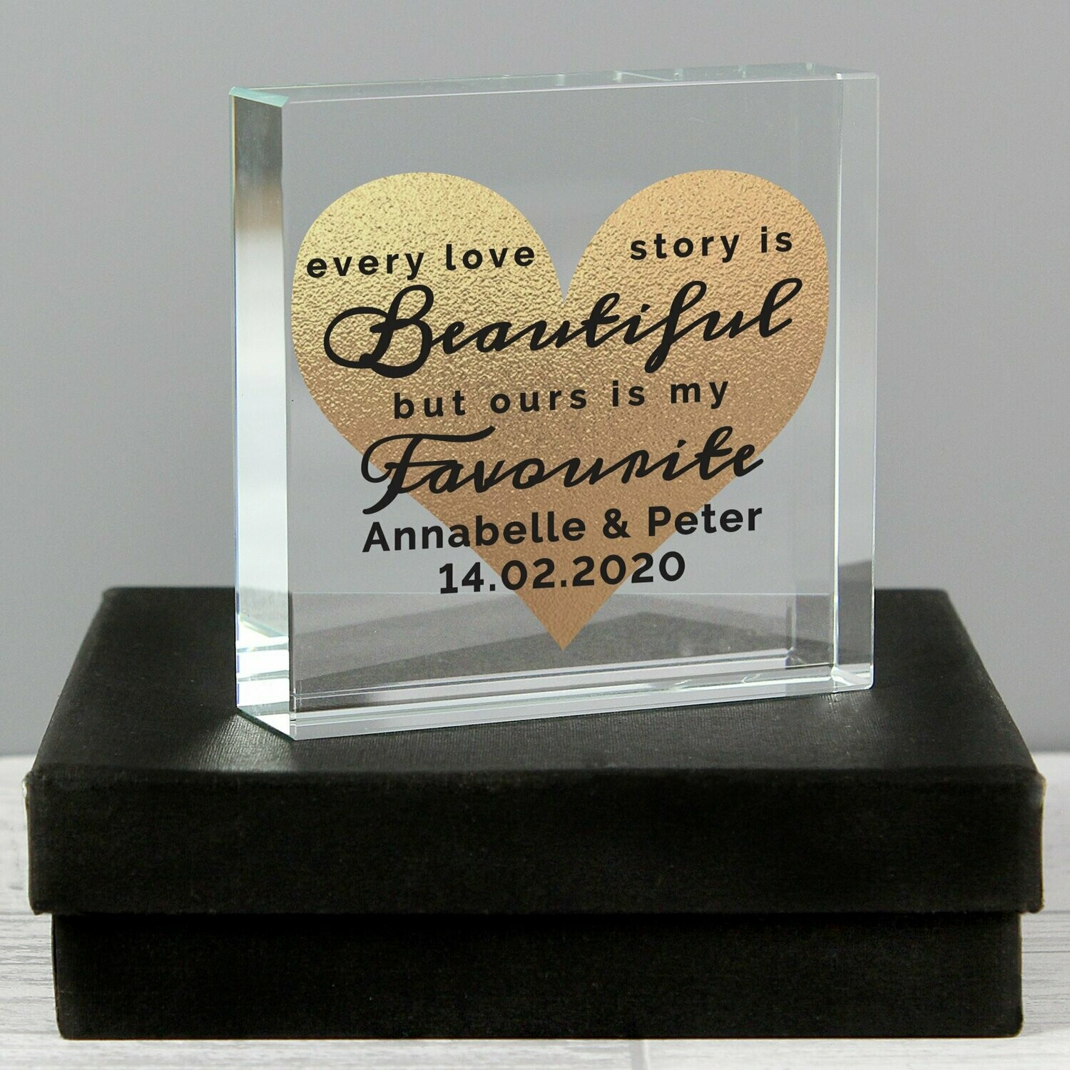 Personalised Every Love Story Is Beautiful Large Crystal Token