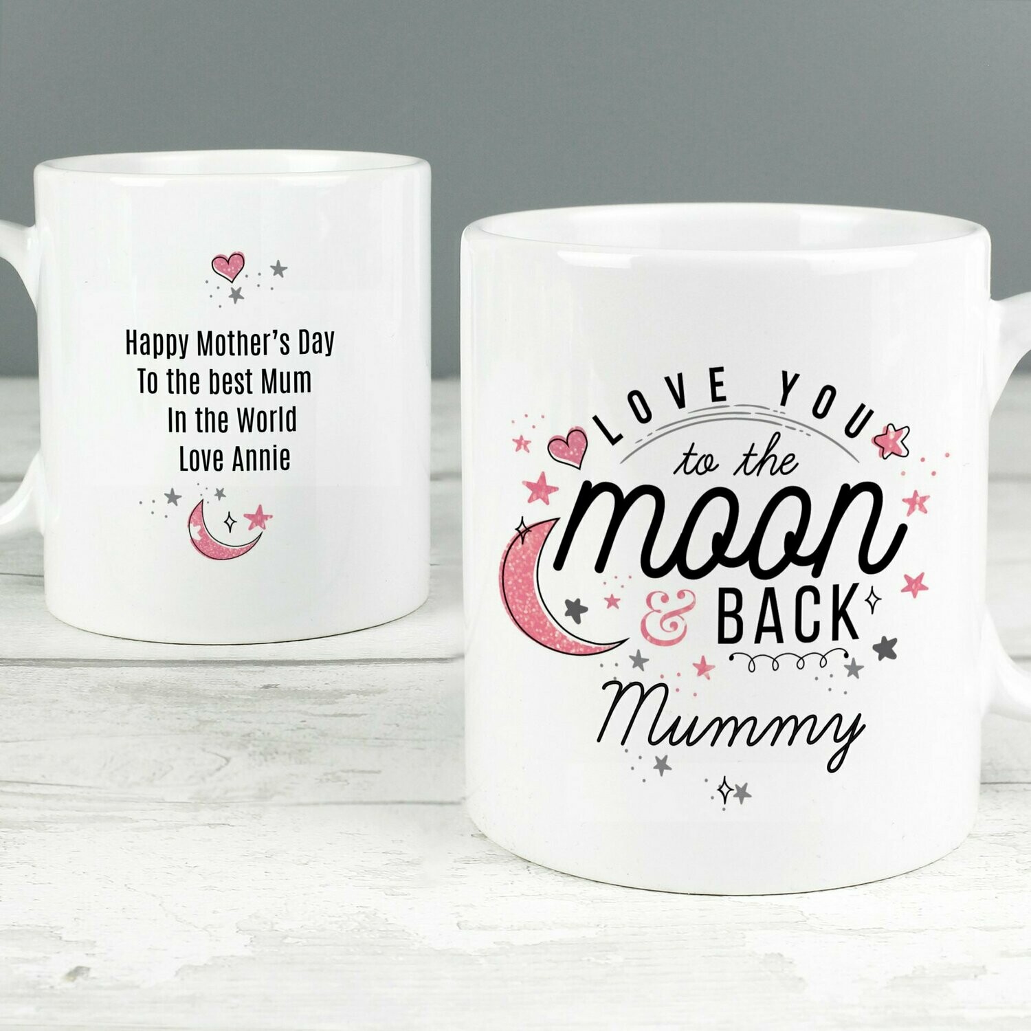 Personalised To The Moon & Back Pink Mug