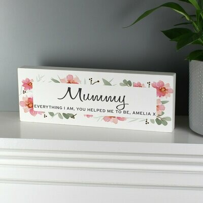 Personalised Floral Sentimental Wooden Block Sign