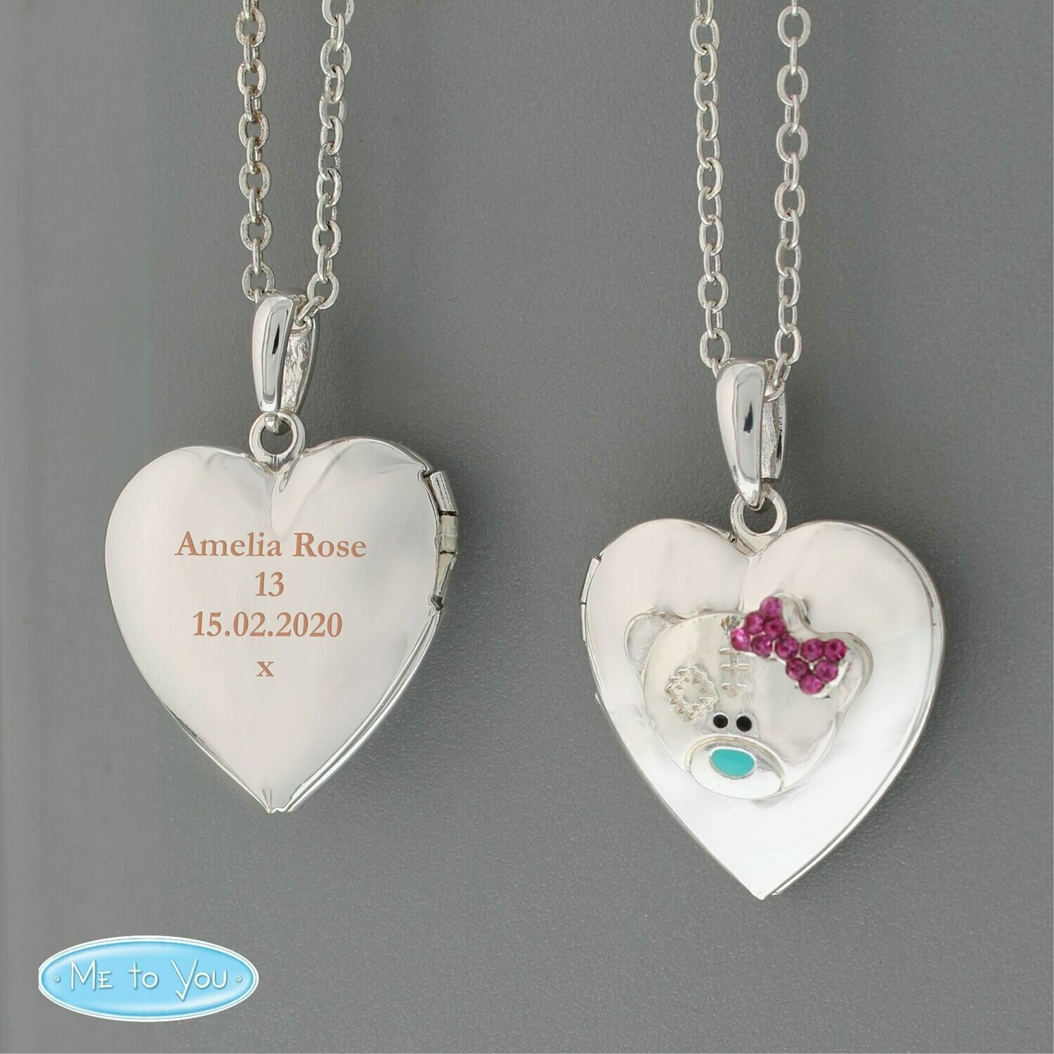 Personalised Message Me To You Silver Tone Heart Locket