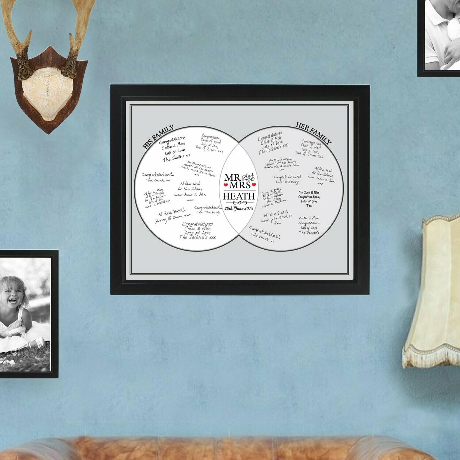 Personalised Decorative Wedding Mr & Mrs Black Signing Frame