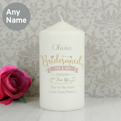 Personalised I Am Glad... Bridesmaid Candle