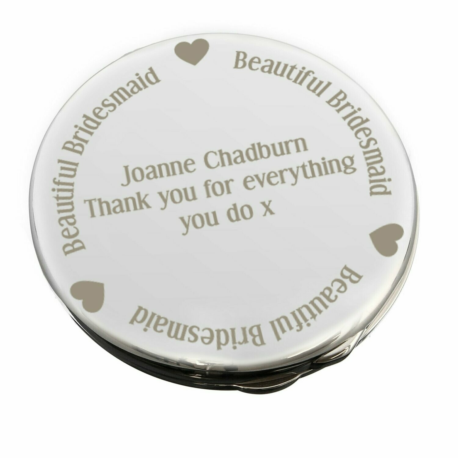 Personalised Beautiful Bridesmaid Compact Mirror