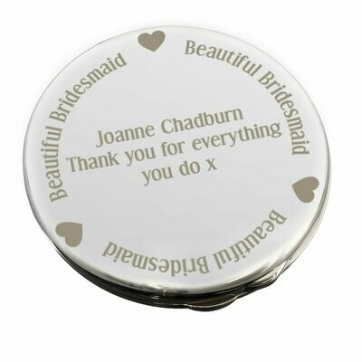 Personalised Beautiful Bridesmaid Compact Mirror