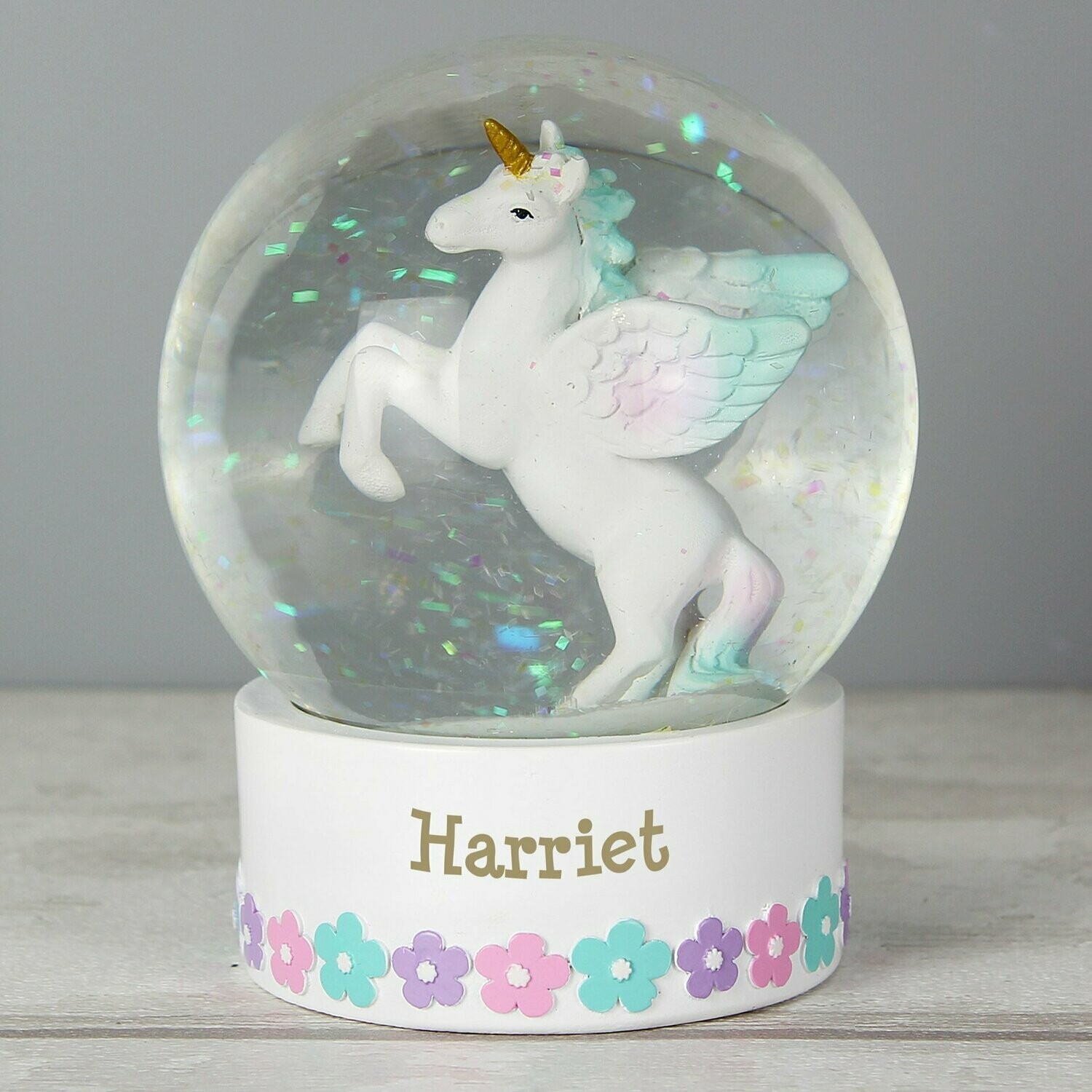Personalised Unicorn Name Snow Globe