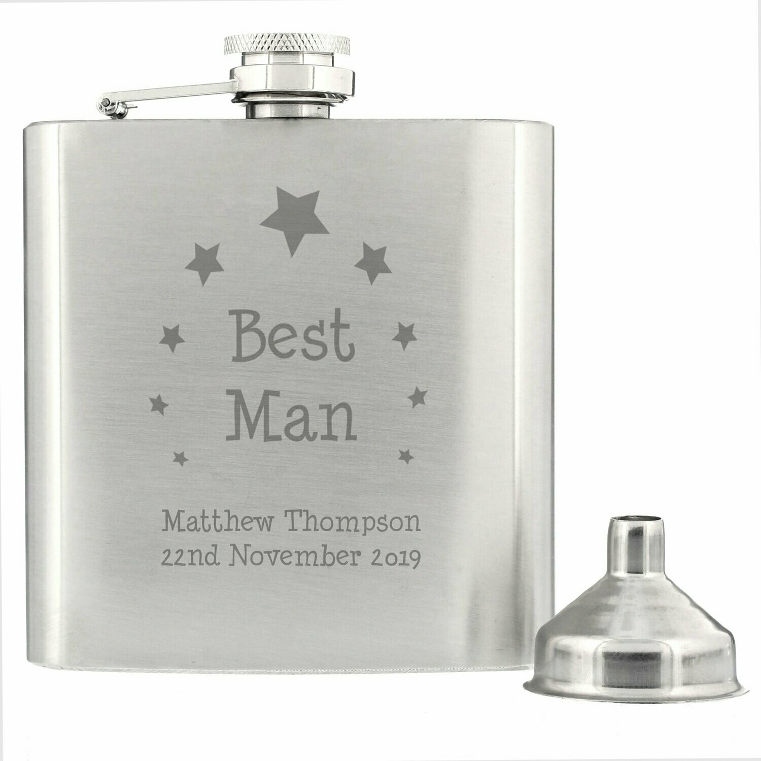 Personalised Stars Best Man Hip Flask