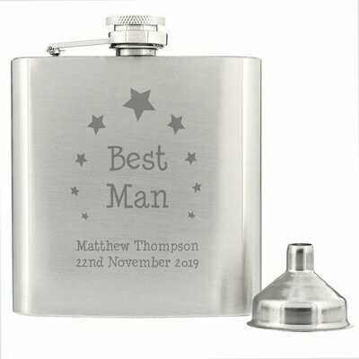 Personalised Stars Best Man Hip Flask