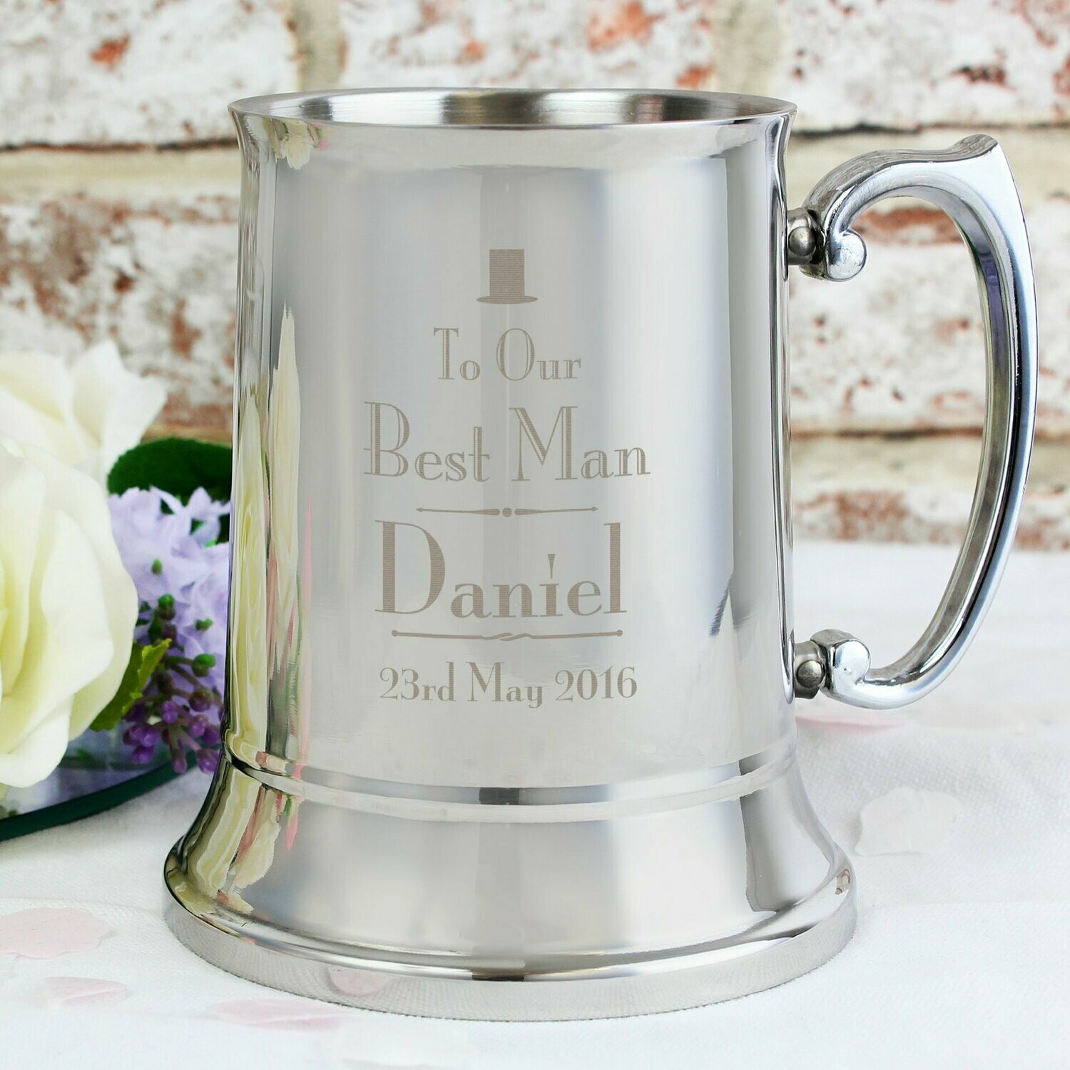 Personalised Decorative Wedding Best Man Stainless Steel Tankard