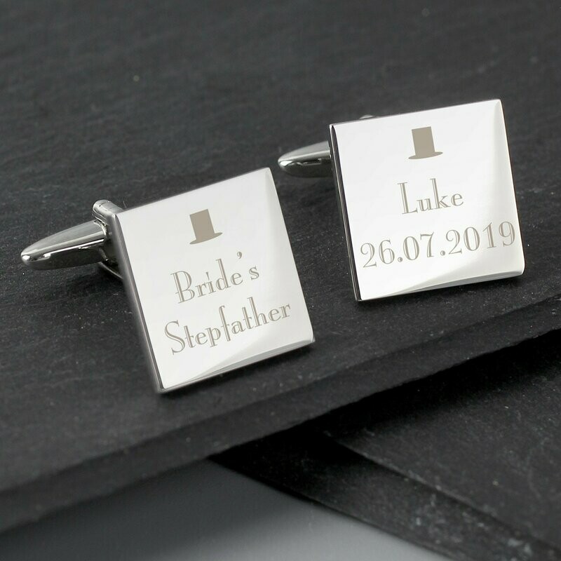 Personalised Decorative Wedding Any Role Square Cufflinks