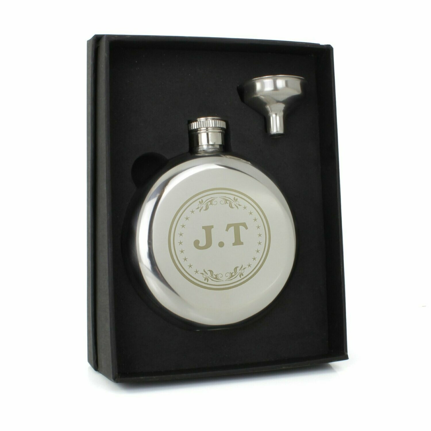 Personalised Monogram Round Hip Flask