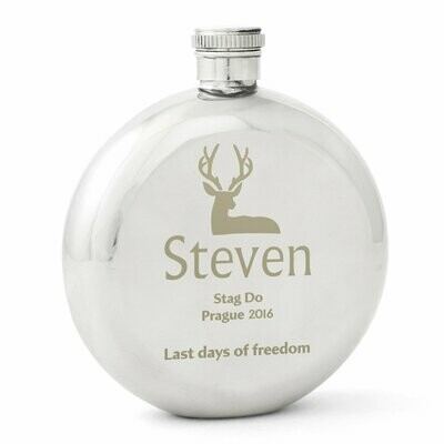 Personalised Stag Round Hip Flask