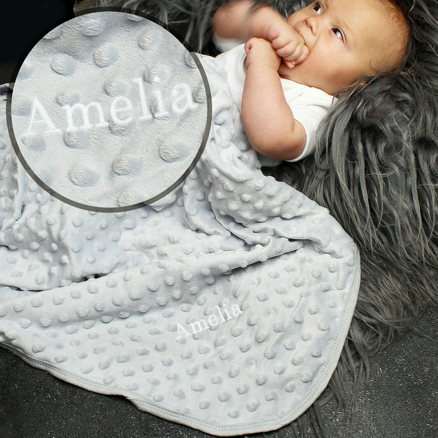 Personalised Luxury Grey Baby Blanket