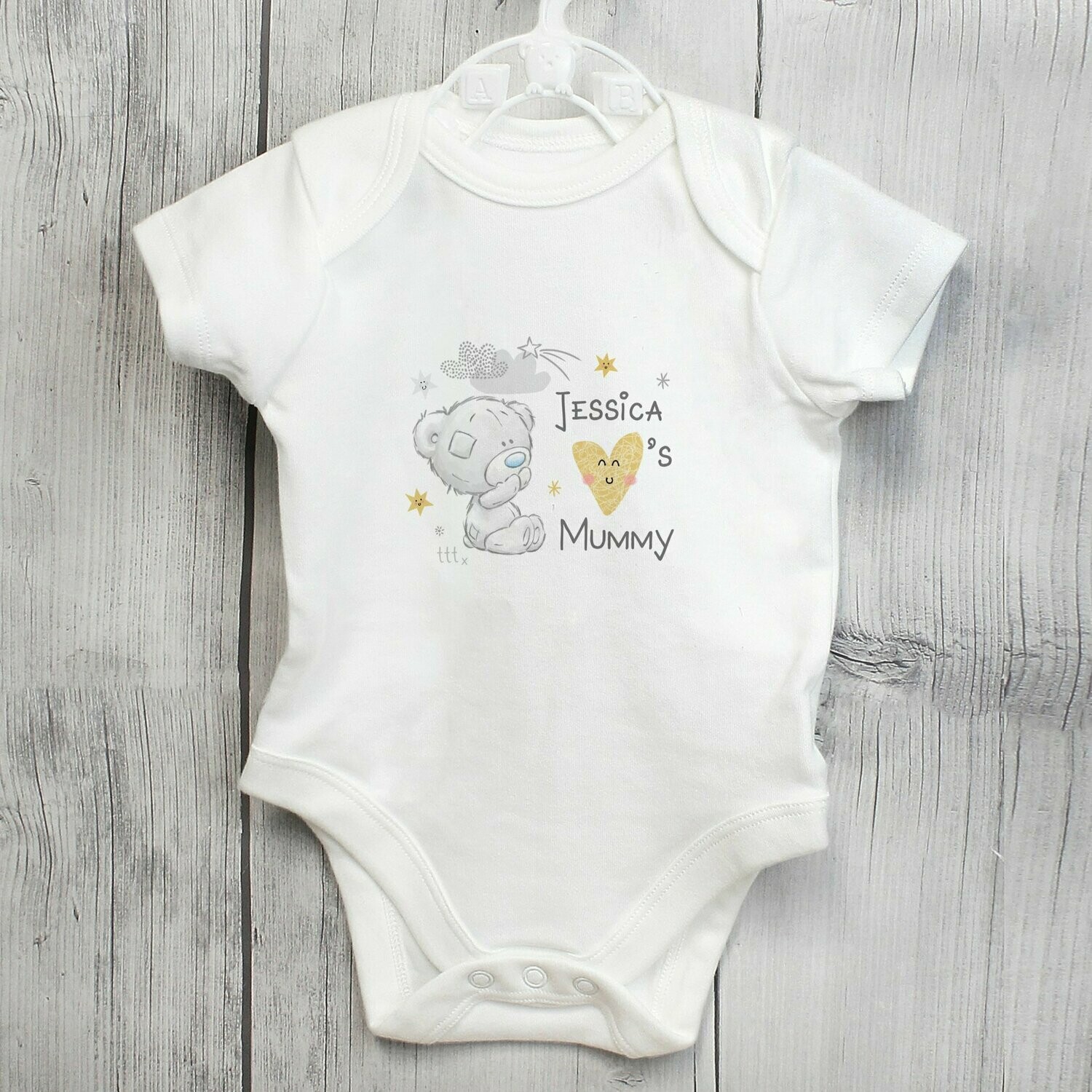 Personalised Tiny Tatty Teddy I Heart 0-3 Months Baby Vest