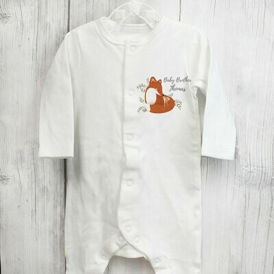 Personalised Mummy and Me Fox 0-3 Months Babygrow