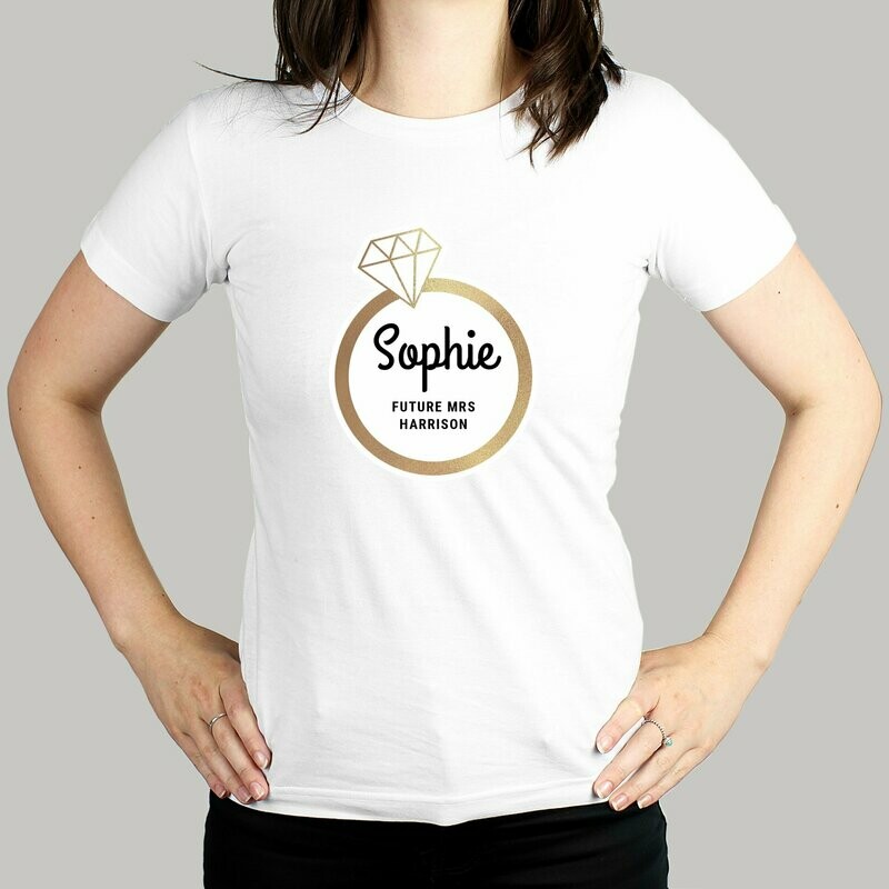 Personalised Gold Bling Ring Hen Party T-Shirt - White