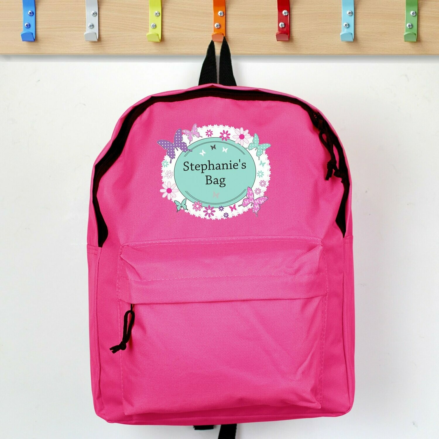 Personalised Butterfly Pink Backpack