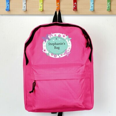 Personalised Butterfly Pink Backpack