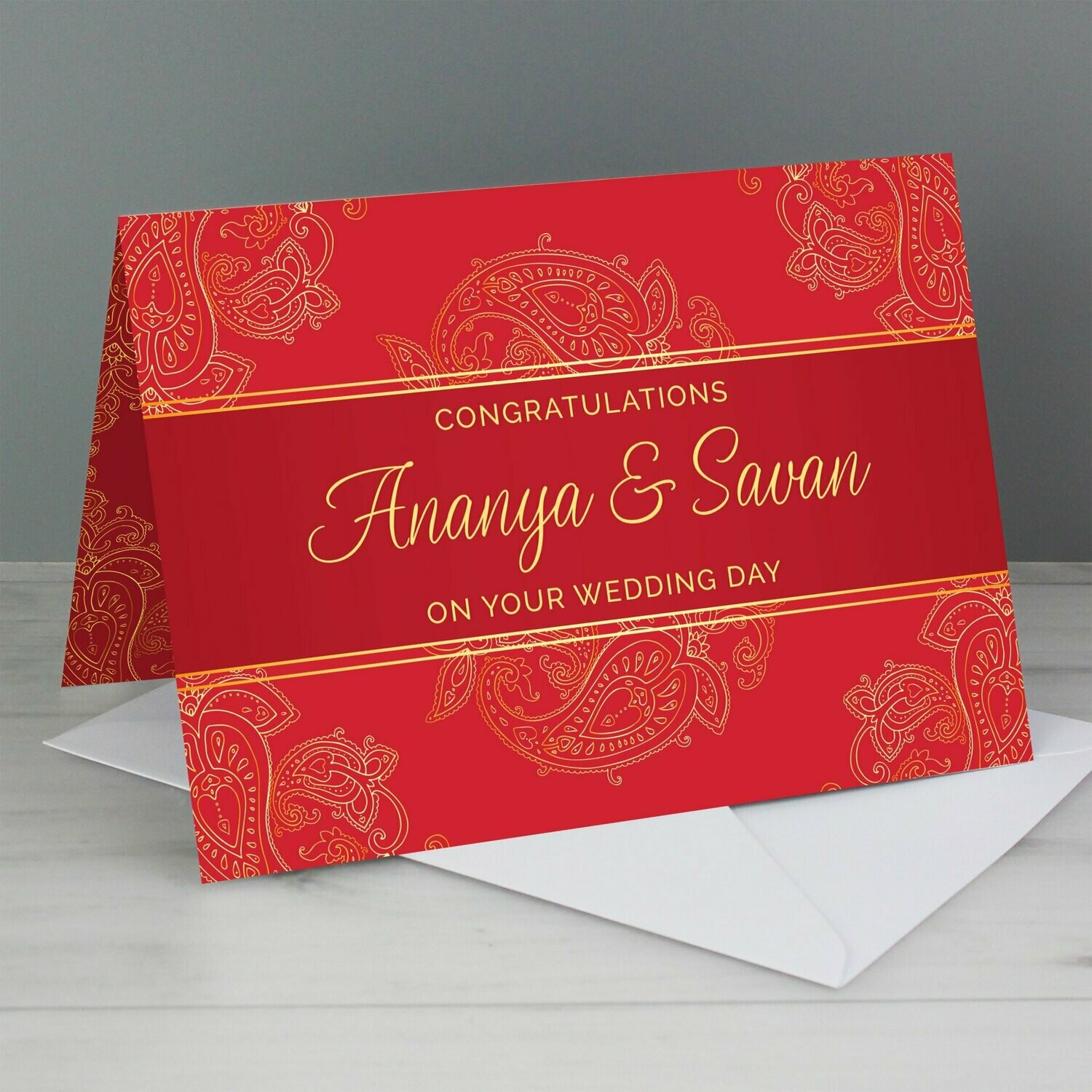 Personalised Paisley Wedding Card