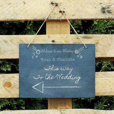 Personalised Wedding Flowers Hanging Large Slate Sign