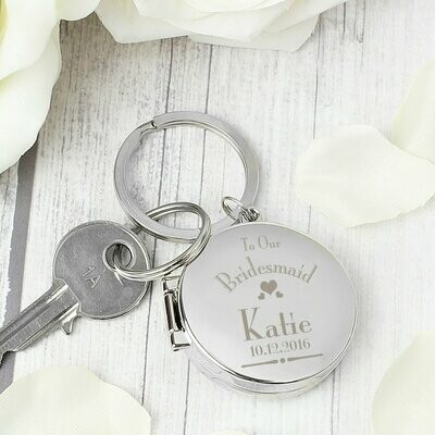Personalised Decorative Wedding Bridesmaid Round Photo Keyring