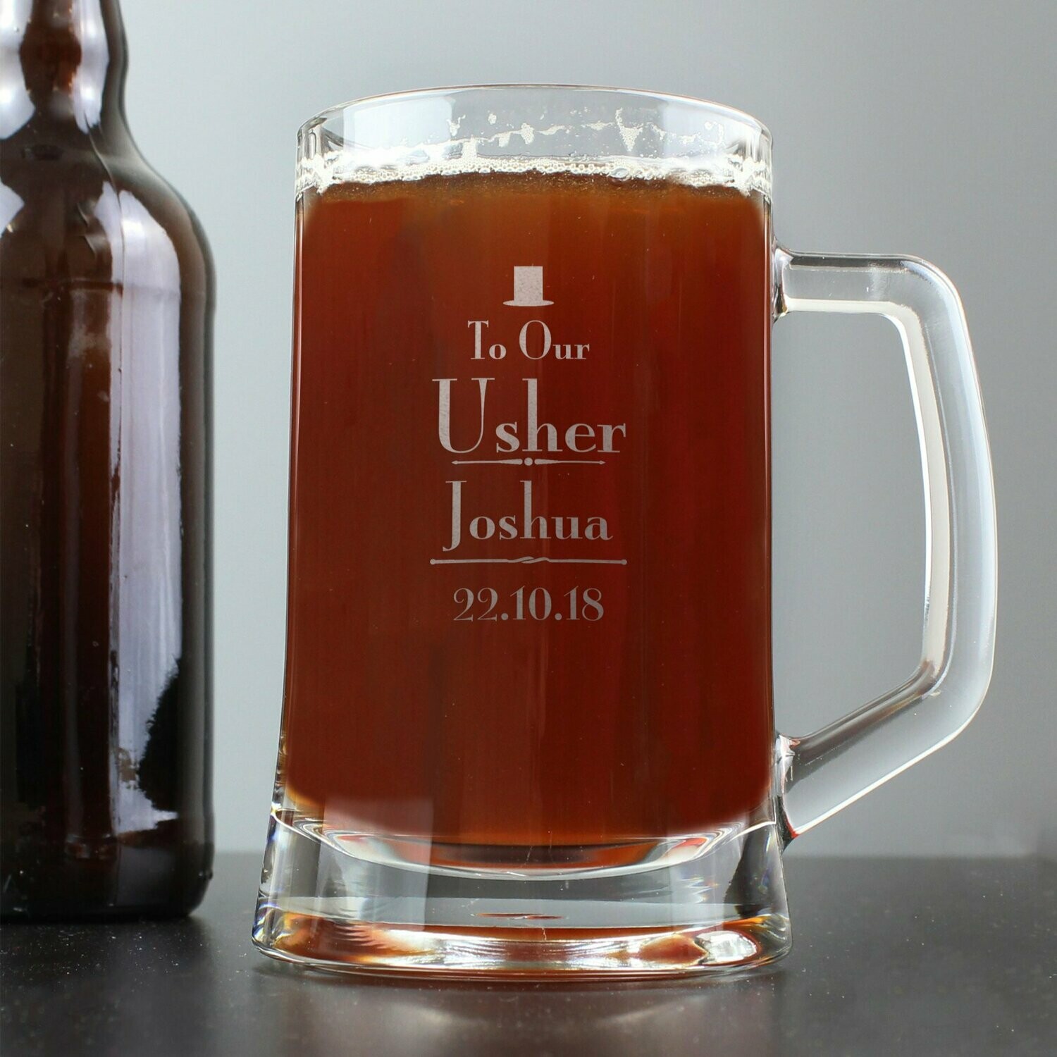 Personalised Decorative Wedding Usher Stern Half Pint Tankard