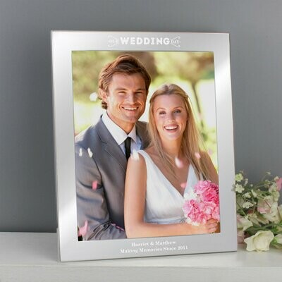 Personalised Our Wedding Day 10x8 Silver Photo Frame