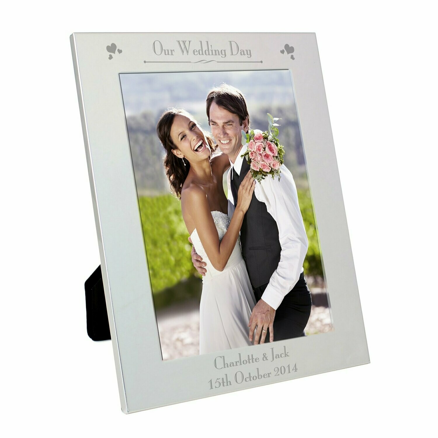 Personalised Silver 5x7 Decorative Our Wedding Day Photo Frame