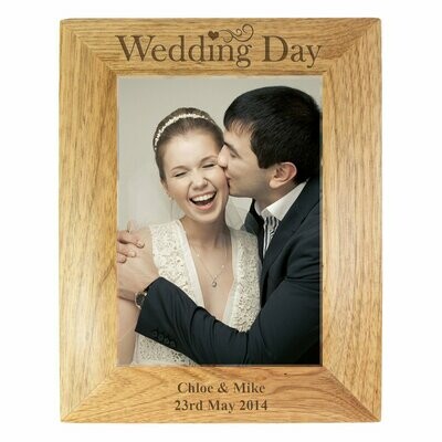 Personalised Wedding Day 7x5 Wooden Photo Frame