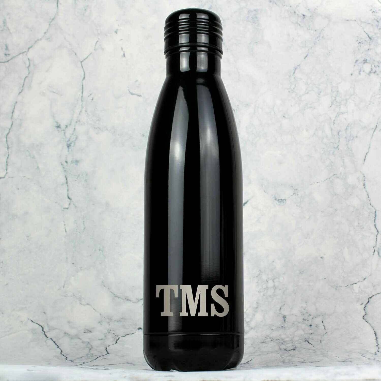 Personalised Initials Black Metal Insulated Drinks Bottle