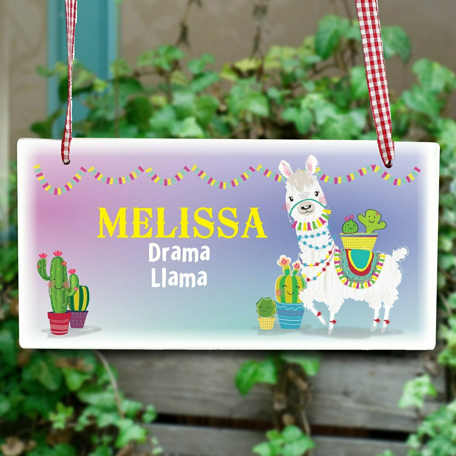 Personalised Llama Wooden Sign
