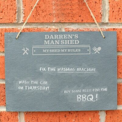 Personalised Man At Work Hanging Large Slate Sign