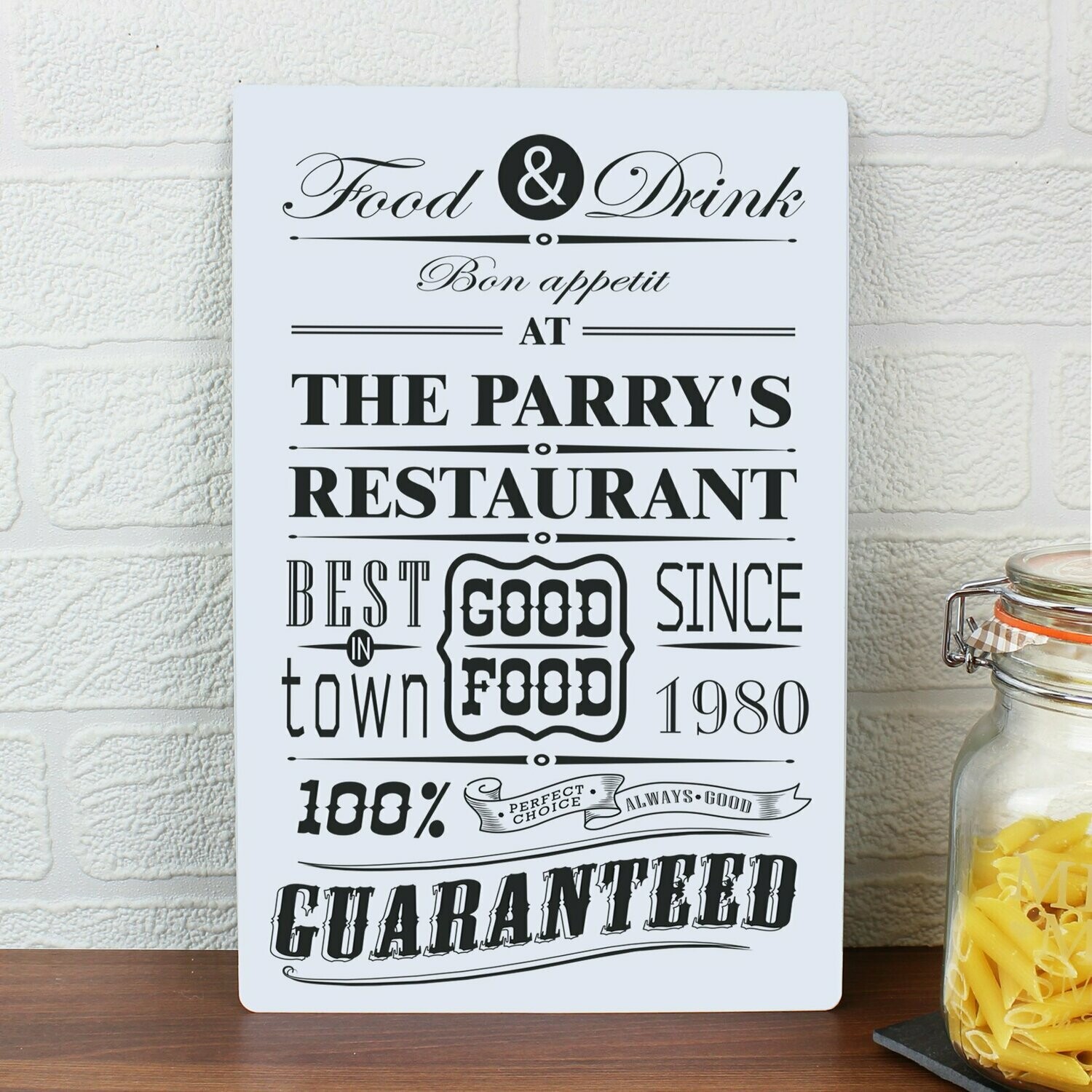Personalised Food & Drink Restaurant Plaque