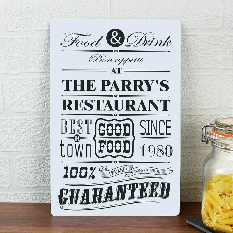 Personalised Food & Drink Restaurant Plaque