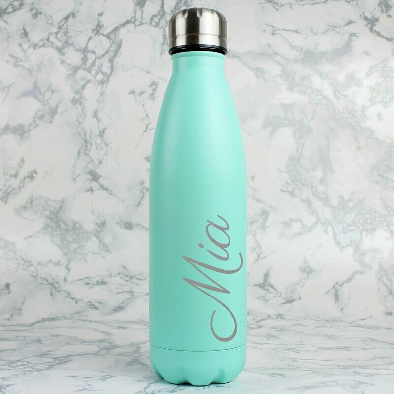 Personalised Mint Green Metal Insulated Drinks Bottle