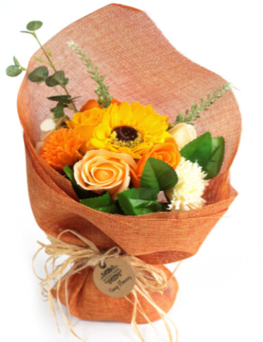 Standing Soap Flower Bouquet - Orange