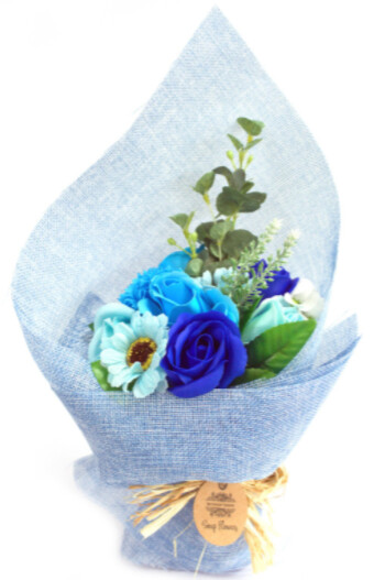 Standing Soap Flower Bouquet - Blue