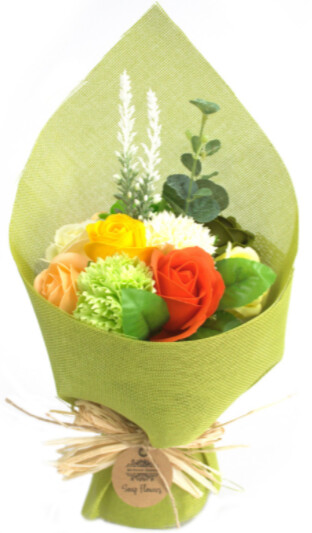 Standing Soap Flower Bouquet - Green Yellow