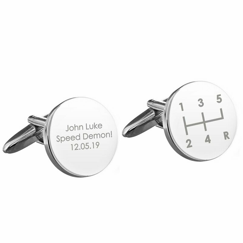 Personalised Gear Stick Round Cufflinks