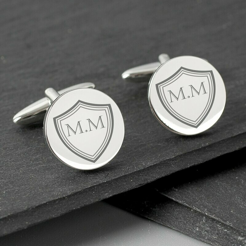 Personalised Shield Round Cufflinks